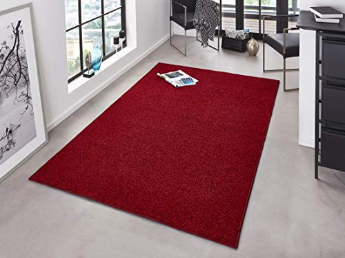 Hanse Home Pure Teppich – Wohnzimmerteppich dichter Kurzflor Robust Schlafzimmerteppich einfarbig Modern für Esszimmer, Wohnzimmer, Kinderzimmer, Flur, Schlafzimmer, Küche – Rot, 80x150cm