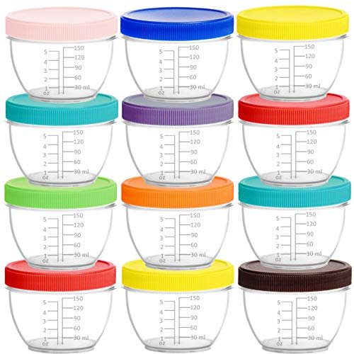 Youngever Lot de 18 Pot de Conservation Bebe 180ML, Petit Pot Bébé, Repas de Bébé Boîtes de Conservation (Rainbow)