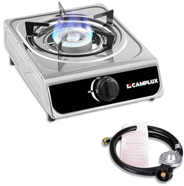 Camplux Single Burner Propane Stove 9,800 BTU, Stainless Steel Portable Gas Stoves