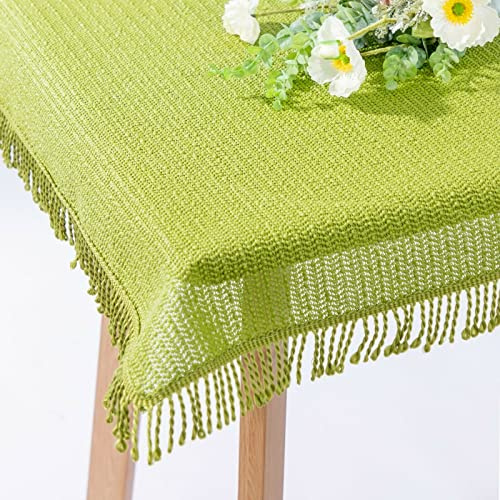 Gartentischdecke mit Fransen | Hellgrün - Eckig - 130x220cm | Weichschaum-Tischdecke | Schaumdecke | Klassik-Outdoor-Decke | rutschfest | wetterbeständig