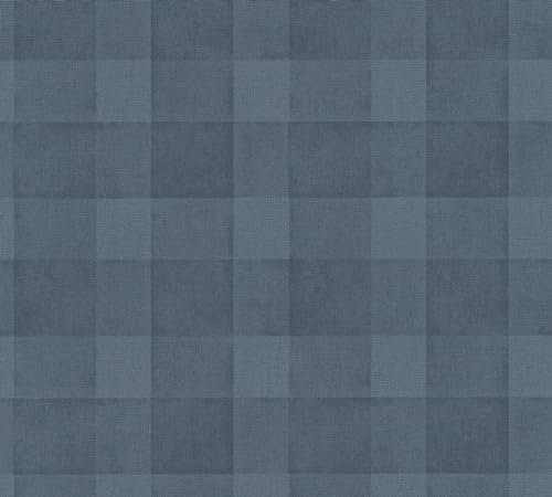A.S. Création 3D Tapete Karriert Blau - Tapete Tapete Landhausstil 386642 - Tapete Küche dunkelblau - 10,05m x 0,53m - Made in Germany