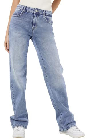 Noisy may Damen Wide Leg Jeans Normal Waist Straight Denim Stretch Hose Stoned Design NMYOLANDA