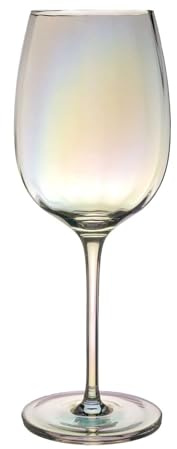 Intirilife Verre à vin 440 ml aux reflets arc-en-ciel & forme ondulée -Vin blanc Vin rouge Calice à long pied - Verre en cristal sans plomb Lave-vaisselle Résistant aux chocs -pour la table Bar Cadeau