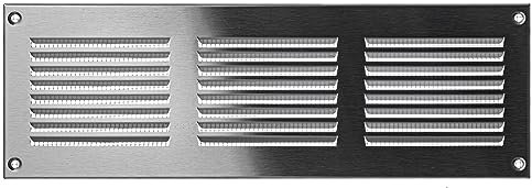 Steinberg14 Griglia di Ventilazione Rettangolare 300x100 mm - Griglie di Aerazione in Metallo Acciaio Inox - Serranda di Scarico dell'aria con Zanzariera - Bocchetta Interna a Parete e a Soffitto