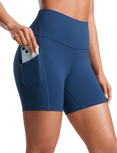 CRZ YOGA Donna Butterluxe d Pantaloncini Motociclista 13cm - Shorts Allenamento Vita Alta con Tasche Laterali Nave Francese 48
