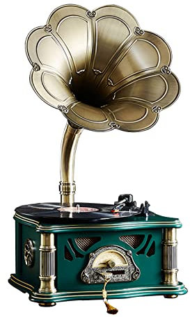 Grammofono vintage, ornamenti nostalgici in stile europeo con suono Bluetooth, giradischi in vinile creativo in stile americano e fonografo vecchio stile per soggiorno