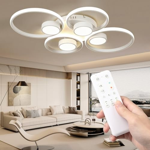 OTREN LED Deckenleuchte Dimmbar, Wohnzimmerlampe Modern mit Fernbedienung, 60W Rund Deckenlampe Lampe für Schlafzimmer Esszimmer Studio Büro, 3000K-6500K, 77CM