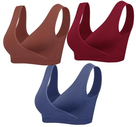 Lemef Amningsbehå, sov-bh, bygelfri behå, graviditetsbehå, amningsbehå, BH, 3-pack