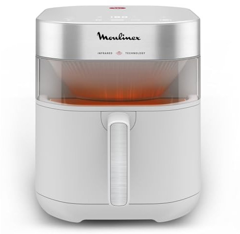 Moulinex Easy Fry Infrared, Friggitrice ad Aria 7L, Tecnologia Infrarossi, Doppia resistenza, Pannello Digitale, Lavabile in Lavastoviglie, Finestra di Osservazione, 8 Modalità, App Ricette,EZ831G