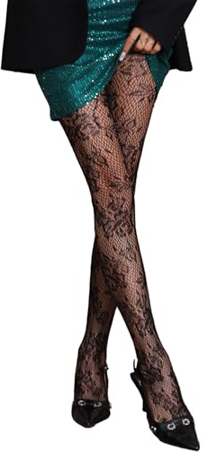 Soeoxoy Fishnet Tights, Sexy High Waist Fishnet Stockings for Women, Stretchy & Durable Flower Pattern Fishnets, Plus Size Available
