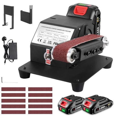 Electric Belt Sanding Machine - 250W Mini Belt Bench Grinder Polishing Machine Suitable for Grinding Tools Such as Metal, Wood, Aluminum Handmade DIY