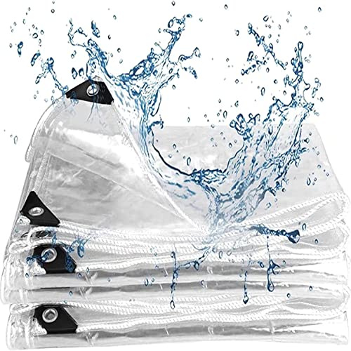 Bâche transparente imperméable en plastique avec œillets pour parterres de fleurs - 7 x 5,1 m - 500 g/m²