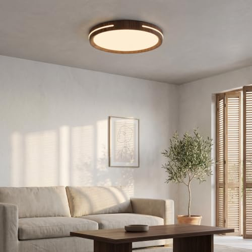 B·LED BARCELONA LED CCT LED-taklampa - 24 W - sidoeffekt - träfärg Ø40 cm justerbar vägglampa för konst speglar tavlor och inredning modern minimalistisk design inomhusbelysning
