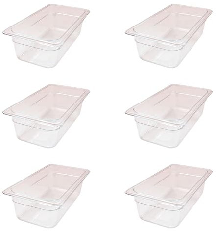 AcMax Gastronorm - Lote de 6 recipientes de plástico para gastronomía, 4 litros, profundidad de 100 mm