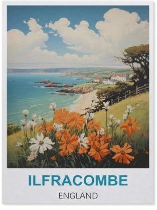 Jigsaw Puzzle 1000 Piece，Ilfracombe England，Classic Puzzle DIY Kit Paper Toy Unique Gift Home Decor（38x26cm）-DH15