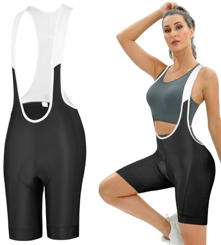 AUYAO Cuissard de Cyclisme pour Femme, Cuissard Vélo à Bretelles Femme avec Coussin Rembourrée 4D, Short de Cyclisme, Cuissard Velo, Tenue Cyclisme,Vêtement Cyclisme VTT Été Femme(L-XL)