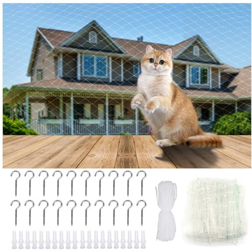 Filet Chat Balcon, 3 x 8 m Filet de Protection Chat Transparent pour Sécuriser Les Balcons, Terrasses, Fenêtres, Lucarnes et Portes