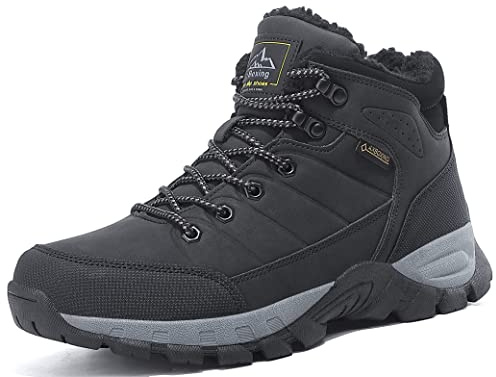 ARRIGO BELLO Stivali Uomo Scarpe Invernali Scarponi Stivaletti da Trekking Neve Caldo Pelliccia Fodera Passeggio Scarponcini Taglia 41-46 (A-Nero, 43)