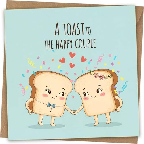 Sött förlovningskort eller bröllopskort – 'A Toast to the Happy Par' – nygifta
