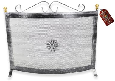 MOHOME Parascintille per Camino Angolare Curvo Nero Ferro Battuto Romboidale 46 x 60 cm Griglia Paraschizzi Made in Italy Caminetto Parafuoco Protezione per Stufa e Caminetti Accessori per Camino