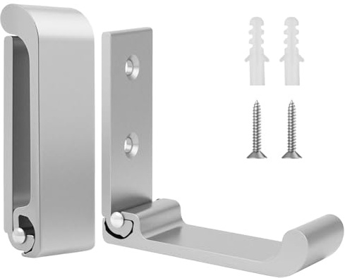 flintronic 2PCS Foldable Wall Hooks, Folding Hooks for Hanging, Heavy Duty Wall Mounted Coat Rack, Aluminum Alloy Flip Down Hook for Bathroom Kitchen Hanging Bag Towel Bag (Silver)
