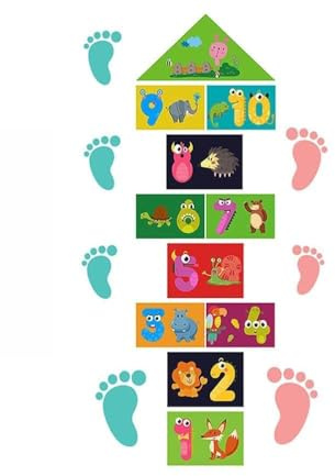 Tbest Pegatinas de Suelo para Juegos de Rayuela para Niños, 30 X 90 Cm, Antideslizantes, Pegatinas de Aprendizaje de Números para Interior y Exterior, Sala de Juegos, Guardería, Decoración de Pared de