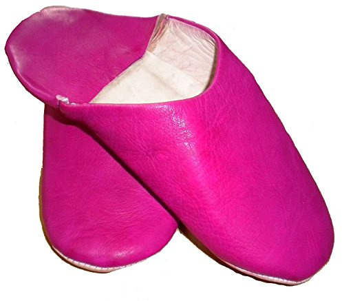 Zapato tradicional marroquí, de cuero, babuchas de cuero marroquí 100 %, color Rosa, talla 41 EU