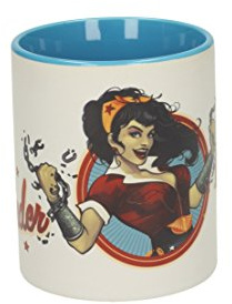 SD TOYS Taza con Diseño Wonder Woman Cadena, Cerámica, Blanco y Azul, 10x14x12 cm