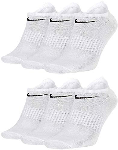 NIKE Socken 6 Paar Sneakersocken Füßlinge Socken SX7678 Weiß Grau Schwarz, Farbe:Weiss, Socken Neu:38-42