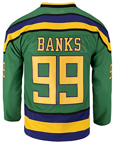 Youth Mighty Ducks Movie Shirts Ice Hockey Jersey (Small, 99 Banks Green)