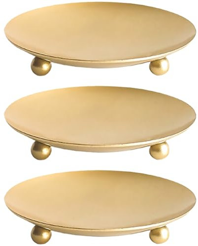 FAVOMOTO 9,5 cm 3 Stück Eiserne Schmiedeeiserne eleganter Hochzeits Kerzenständer Goldene Kerzenständer Kerzen Untersetzer Stabkerzenhalter Gold Untersetzer Kerze Kerzenuntersetzer Metall