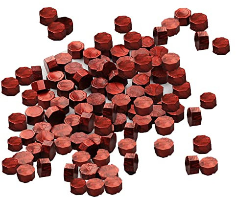 Siegelwachs Perlen,Stempel Wachs,Wachssiegel Wachs,Siegel Wachs R ot,Achteckige Siegellackperlen,Retro-Siegellack,Antikes Siegellack,Dekorative Umschläge(Neuer Wein Rot,100 Stück)