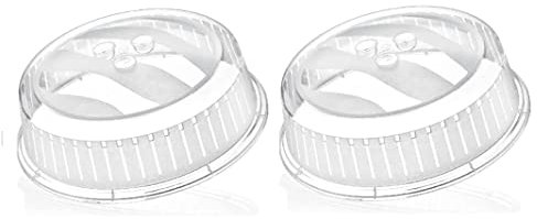 Maestro Craft Pack of 2 Microwave Splatter Guard PP Food Plate Cover With Steam Vents BPA Free Clear Plastic Plates Microwave Splash Guard Cover 26Cm