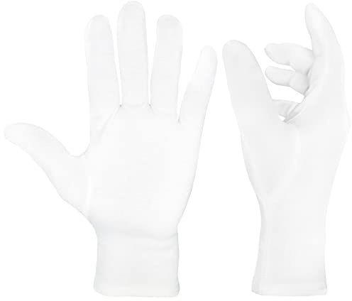 EXBRIECO, 2, 6 o 12 Paia, Guanti in Cotone, Guanti Idratanti, Morbidi, Elastici, Cura Delle Mani, Confortevoli, Mimo, Gioielliere, Cameriere, Costume, Bianco o Nero.