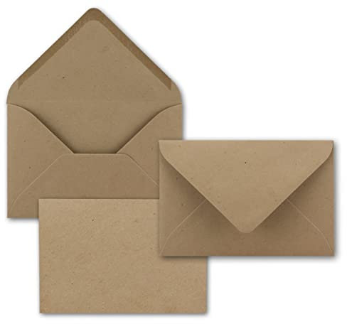 Briefumschläge aus Kraftpapier - Braun - 75 Stück - DIN B6 Format 125 x 185 mm - 120 Gramm pro m² - Größer als DIN B6 für dicke Faltkarten - Nassklebung - ideal für Weihnachten und Einladungen