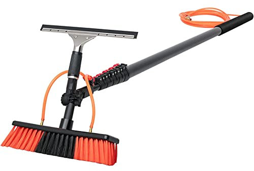 GIZMIT Window Cleaning Pole, Water Fed Telescopic Brush w/Squeegee, 12ft-39ft Extendable Cleaner Conservatory Roof for Photovoltaic Panel Cleaning Trucks Windows,24FT/7.2M