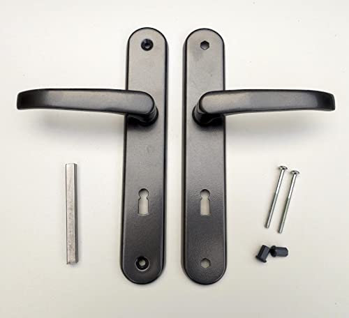 MonJar Langschild Türbeschlag Türdrücker Türgriff Türklinke Drückergarnitur Links Rechts Graphit 72mm (BB-Buntbart)