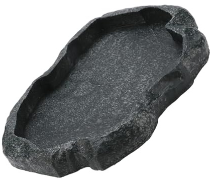 Ejoyous Vassoio per Acqua per Rettili Resina ABS Durevole Repti Rock Feeder Ciotola per Acqua e Cibo per Tartarughe e Lucertole - Robusta Ciotola per Cibo per L'alimentazione e (Nero Smeraldo)