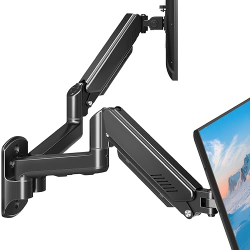ELIVED Monitor Wandhalterung 2 Monitore für Max. 32 Bildschirme bis zu 9kg, VESA 75/100mm, Gasdruckfeder PC Monitor Hatlerung Wand, 360° Drehbar, Dual Monitorhalterung EV6022