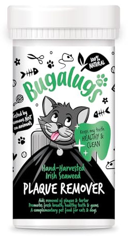 BUGALUGS Plaque Off Remover For Cats 70g Teeth & Bad Breath 100% Natural | Plaque Off Cats No Need For Cat Toothbrush or Cat Toothpaste | Remove Cat Bad Breath & Plaque Remover For Cats