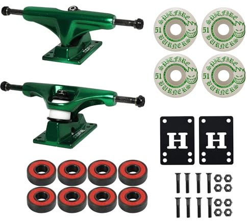 Core Hollow Lightweight Skateboard Trucks 8.25 + 51mm Spitfire Burners Wheels, ABEC 5 Bearings