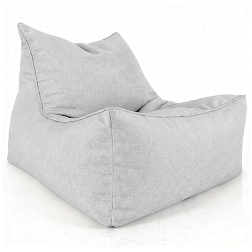 Aiire Pouf Exterieur Géant Moderne - Fauteuil Pouffe Salon XXL avec Remplissage pour Décoration Chambre et Jardin - Bean Bag Chair Adulte ou Ado - Coussin de Sol Gris