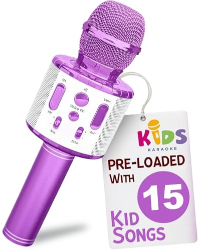 Move2Play, Karaoke-Mikrofon für Kinder, inklusive Bluetooth und 15 vorgeladenen Kinderliedern, Geburtstagsgeschenk für Mädchen, Jungen und Kleinkinder, Spielzeug für Mädchen im Alter von 2, 3, 4-5, 6+