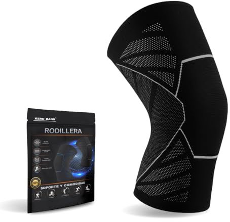 KERD_DANS Rodillera de Compresión para Menisco y Ligamento, Rodillera Deportiva para Tendinitis, Rodillera Rotuliana Estabilizadora de Sujeción de Ligamentos y Tendón Rotuliano. (Gris, Large)
