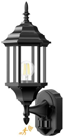 Redluck Außenleuchte mit Bewegungsmelder - Motion Sensor Außenbeleuchtung, Anti-Moskito wasserdichte Vintage Aussenlampe Wand für draußen, Garage, Haustür und Innenhof