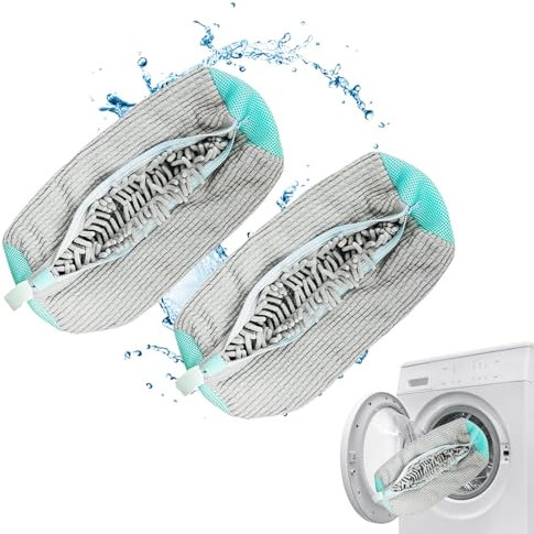 Trainer Washing Machine Bag,Shoe Washing Machine Bag, Laundry Shoe Bags for Washing Machine for All Shoe Types & Sizes, 360° Wrap-Around Cleaning, Shoe Washing Bag for Washer & Dryer (GREY - 2PCS)