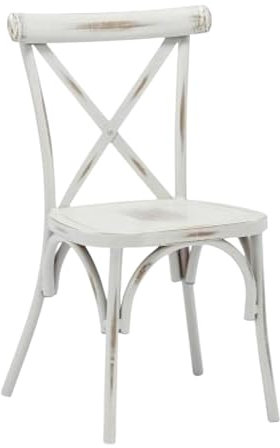 Acht & Acht Bistrostuhl aus Aluminium, Esszimmerstuhl mit Rückenlehne, Aluminiumstuhl Küchenstuhl/für Innen- und Außenbereich – Stapelbar (Vintage weiß)