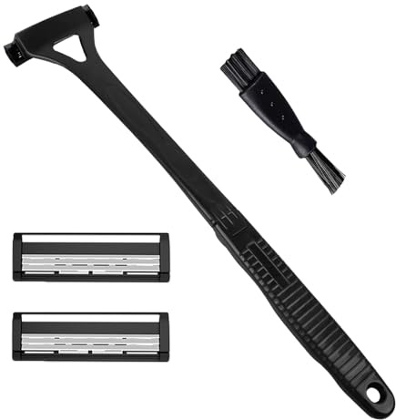 Rasoir pour le dos pour homme, outil de rasage de précision, design de lame en maille de protection, compatible avec le toilettage humide et sec, idéal pour les peaux sensibles, la douche ou un usage