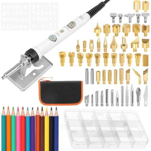 LYDODOKA Wood Burning Kit, Wood Burning Tool Pen with Adjustable Temperature 200~450°C Switch & Engraving Tips, Professional Wood Burner Tools for Embossing Carving Soldering Pyrography