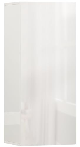 HOMCOM Mobiletto Bagno Sospeso con Anta Senza Maniglia, Pensile Bagno con 2 Ripiani in Vetro Temperato Regolabile, Mobile a Parete Multiuso, 30x23.4x71.2 cm, Bianco Lucido
